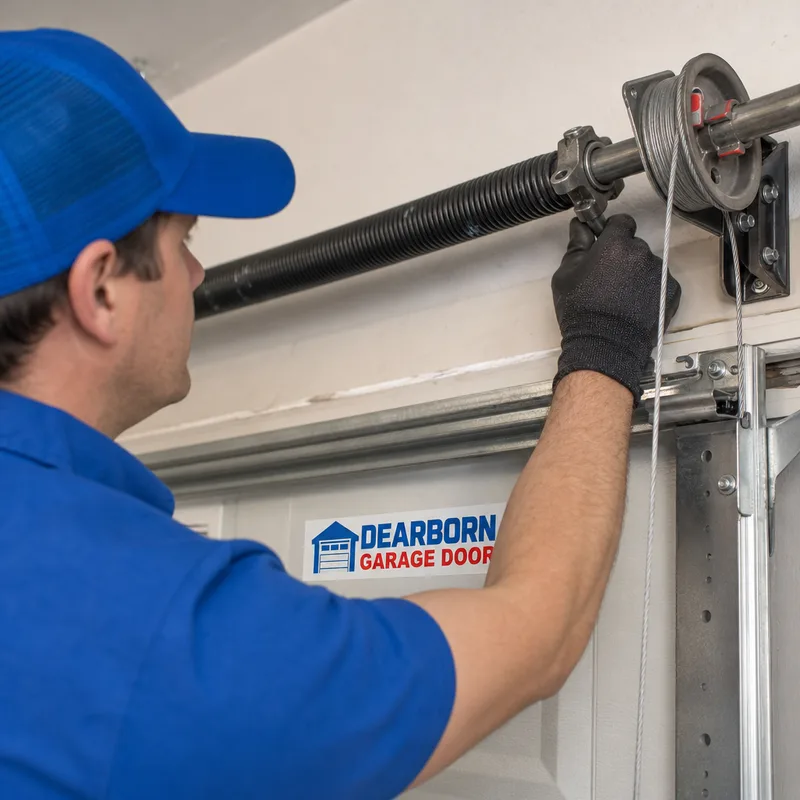 Garage door torsion spring and shaft assembly with cables seated on the drums
