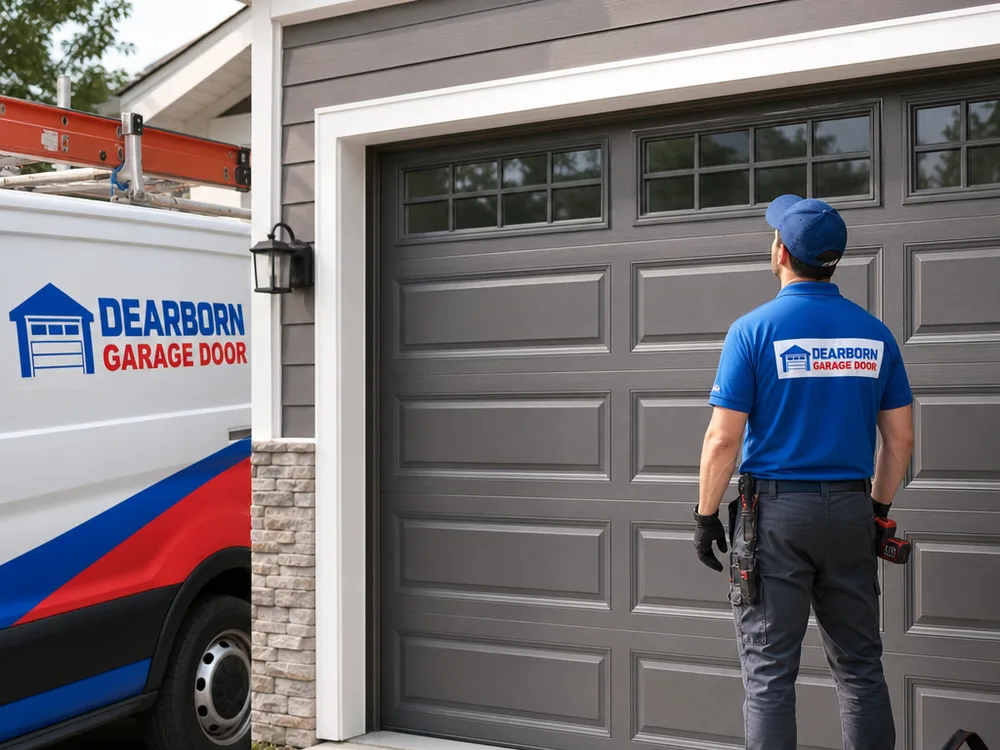 Garage door running smoothly in aligned track with even gaps and no visible rubbing points